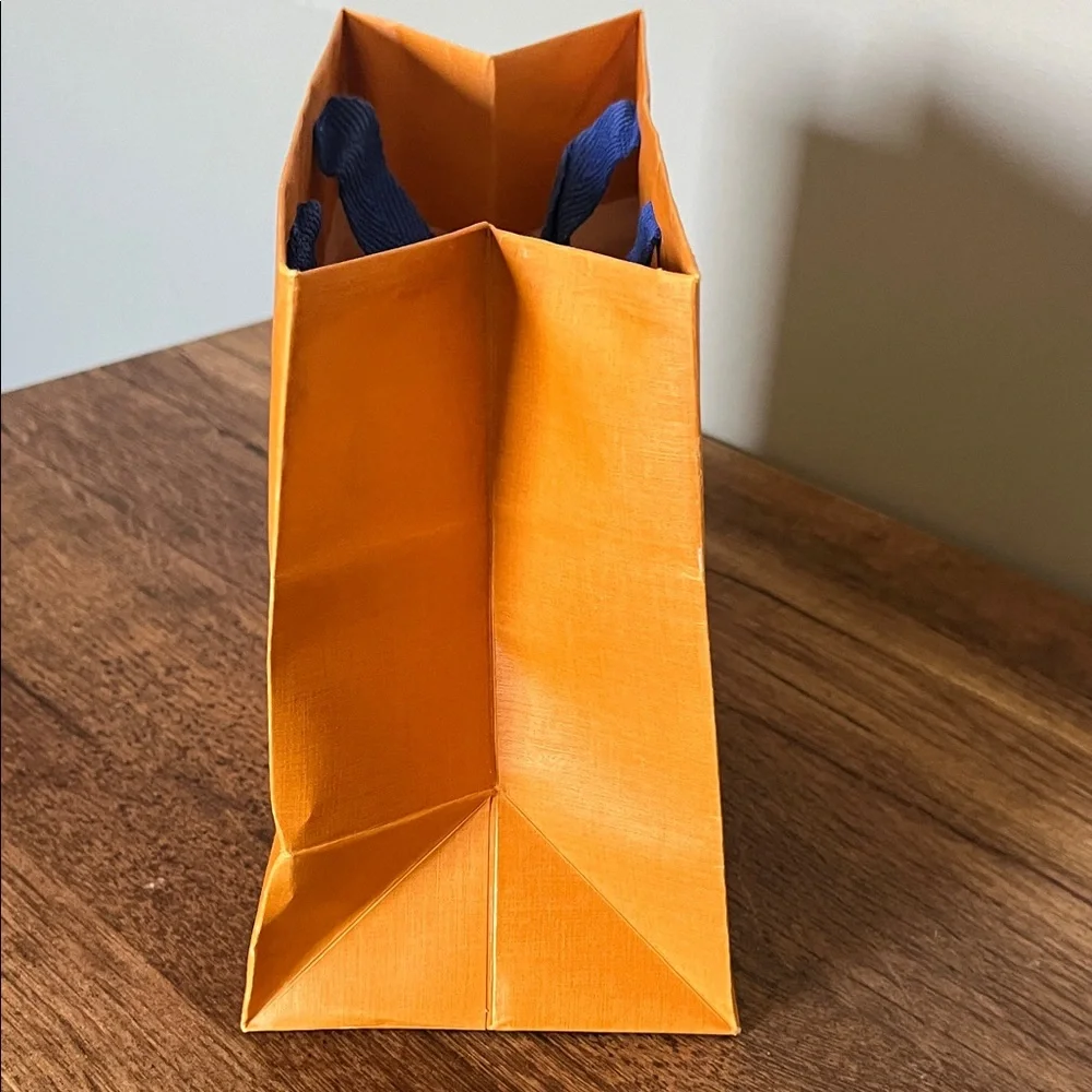 Louis Vuitton Orange Gift Bag with Blue Ribbon Handles